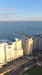 Aerial footage captures Bat Yam coastal apartments at dawn