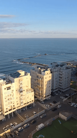 Aerial footage captures Bat Yam coastal apartments at dawn