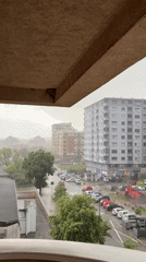 Rainy afternoon captured from balcony view in Kragujevac, Serbia