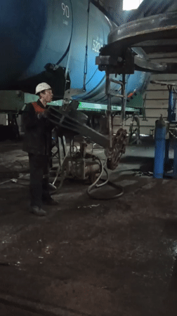 Train repair operations documented at Perm industrial facility