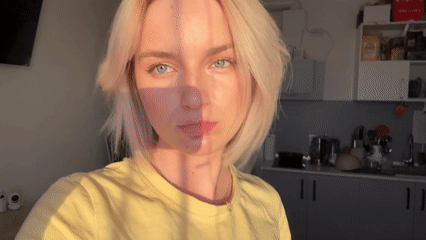 Blonde woman recorded in selfie videos at unknown location