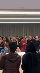 Fashion show with multi-tiered runway concludes in Paris venue