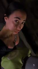 Woman recorded posing for camera in Dalung, Indonesia