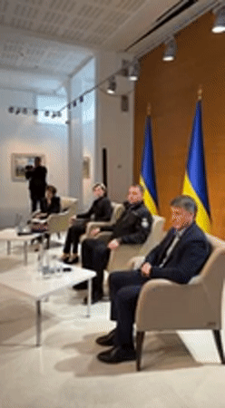 Formal meeting held in Uzhhorod with Ukrainian flags present