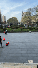 Skaters practice tricks in NYC public square