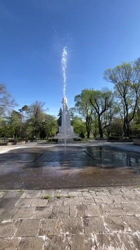 Morning park scenes documented in Karnobat, Bulgaria