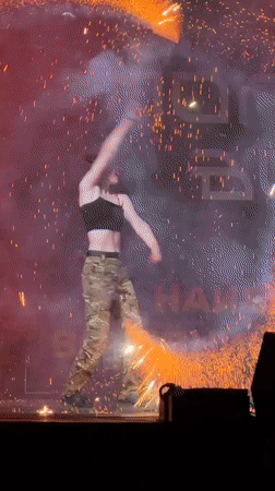 Fire, lasers, and pyrotechnics light up a Kyiv stage
