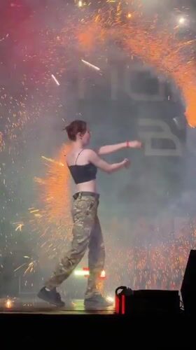 Fire, lasers, and pyrotechnics light up a Kyiv stage