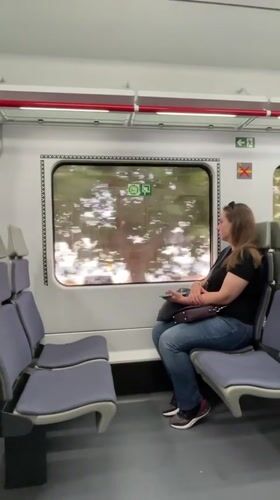 Train passenger spotted using phone near Calella, Spain