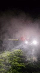 Vehicle surrounded by white smoke in Yambol, Bulgaria