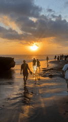 Sunset watchers gather on North Kuta beach