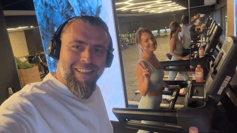 Gym selfie on a treadmill in Varna, Bulgaria
