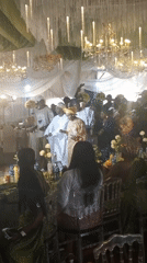 Wedding celebration held in Barakin Lerawi, Nigeria with traditional elements