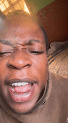 Person captures animated selfie sequence with exaggerated expressions