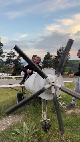 Grounded plane and floral heart sculpture in Sveta Petka