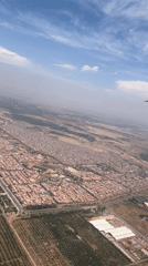 Aerial view of Marrakesh captured from airplane window
