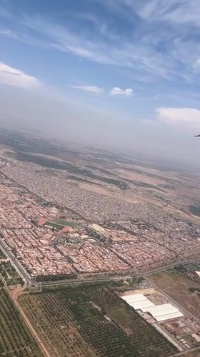 Aerial view of Marrakesh captured from airplane window
