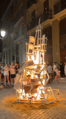 Street bonfire and nighttime festivities in València