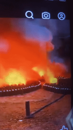 Phone recording captures video of large outdoor fire