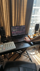 Music production session captured in Berlin home studio