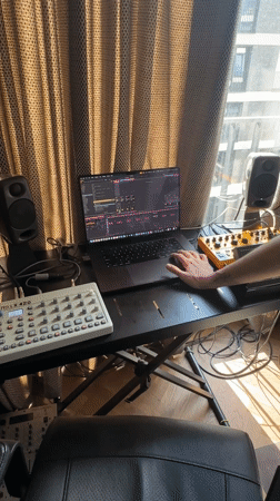Music production session captured in Berlin home studio