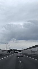 Car approaches tunnel as airplane passes overhead in Netherlands