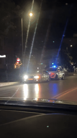 Police traffic stop witnessed on Blagoevgrad street at night