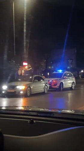 Police traffic stop witnessed on Blagoevgrad street at night