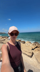 Sunny morning on Tel Aviv's rocky shoreline