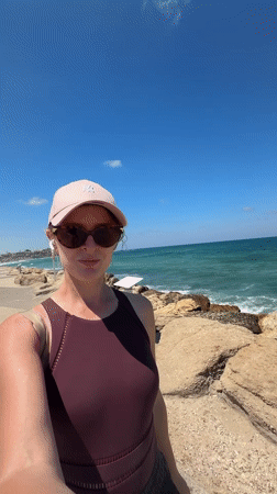 Sunny morning on Tel Aviv's rocky shoreline