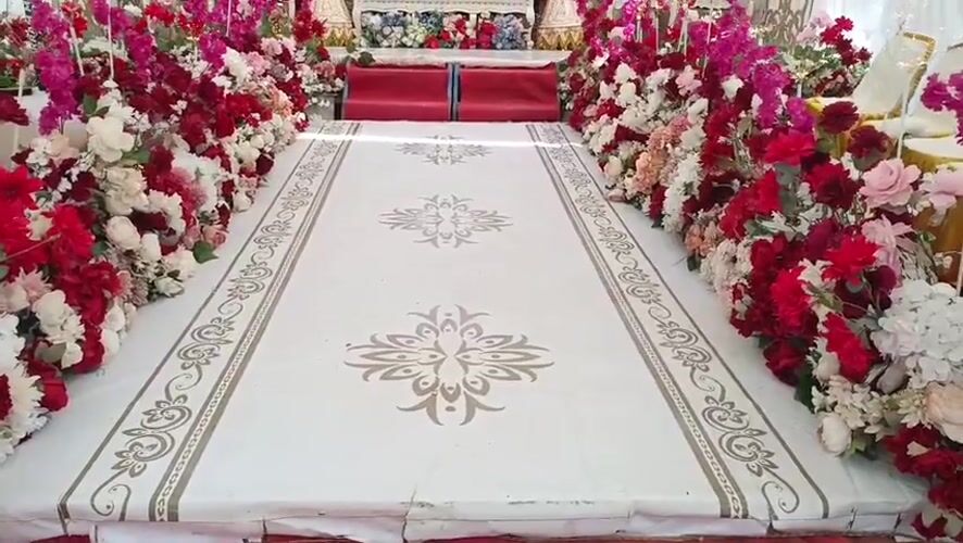 Traditional wedding ceremony underway in Gampong Blang, Indonesia