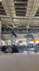 Mall visitors enjoy zip line activities in Esenyurt Turkey