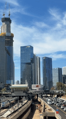 Tel Aviv business district documented under blue skies