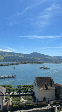 Scenic Lake Zurich steamboat activity captured in Rapperswil-Jona