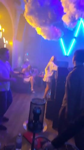 Krasnoyarsk nightclub hosts evening party with colored lights