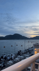 Dusk at a waterfront café in Banda Aceh