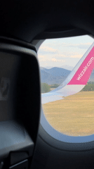 Wizz Air passenger documents flight views near Montenegro airport