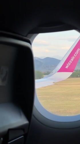 Wizz Air passenger documents flight views near Montenegro airport