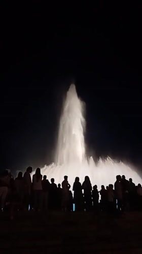Crowds gather for Magic Fountain light show in Barcelona