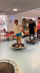 Group trampoline fitness class observed in Barcelona gym