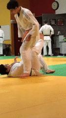 Judo training session with group photo in Saverne gymnasium