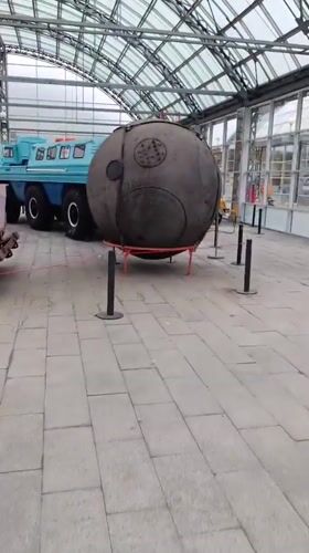 Woman tours military vehicle museum in Verkhnyaya Pyshma, Russia