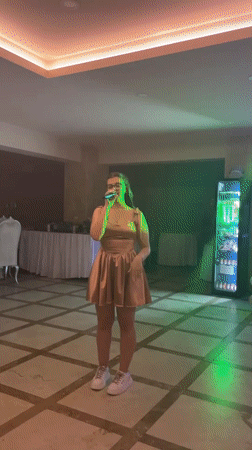 Birthday party night in Zlatograd, complete with cake and disco lights