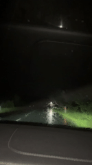 Night driving captured on rainy road in Cheshnegirovo