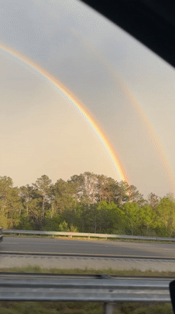 Double rainbow spotted over Perry highway during evening hours