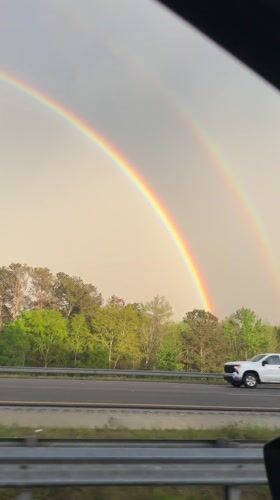 Double rainbow spotted over Perry highway during evening hours