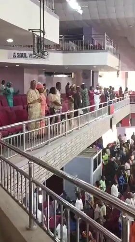 Large crowd gathers in church or hall in Nigeria