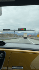 Highway driving scene with speed limit sign in Bulgaria