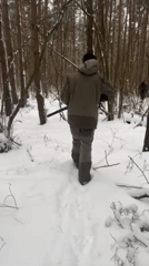 Winter hunters spotted in snowy Belarus countryside