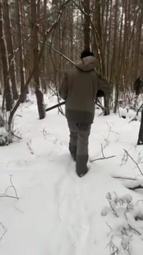 Winter hunters spotted in snowy Belarus countryside